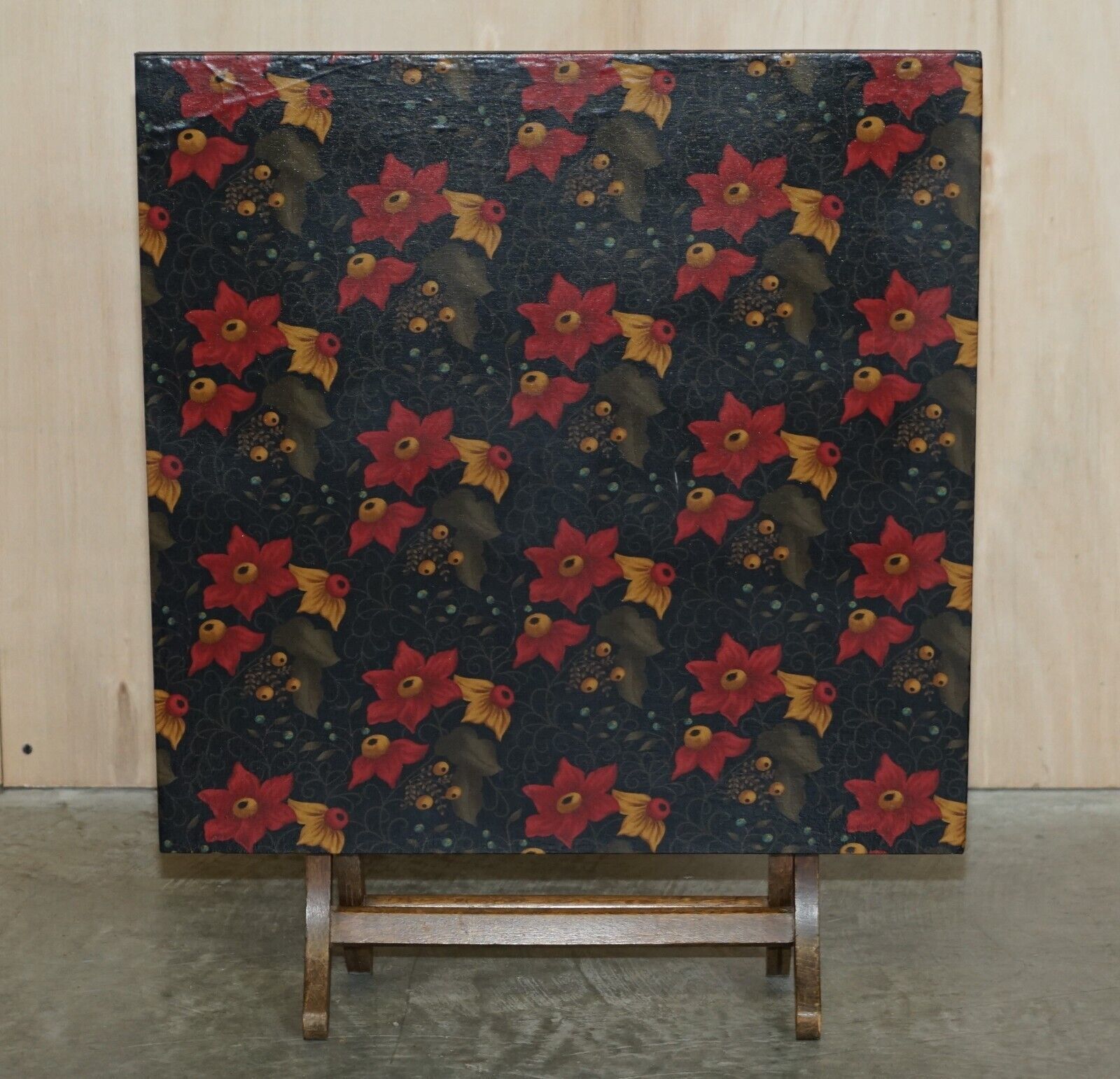 Pair Of Mid Century Modern English Oak Side End Card Wine Games Folding Tables photo for sale