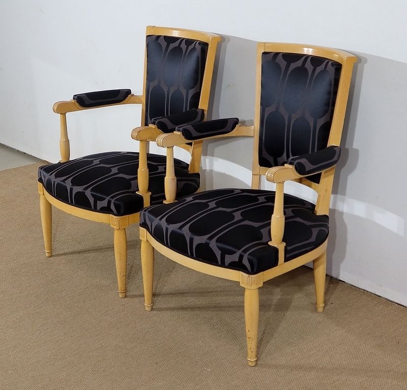 Pair Of Armchairs In Solid Sycamore, Directoire Taste   1940 photo Furniture