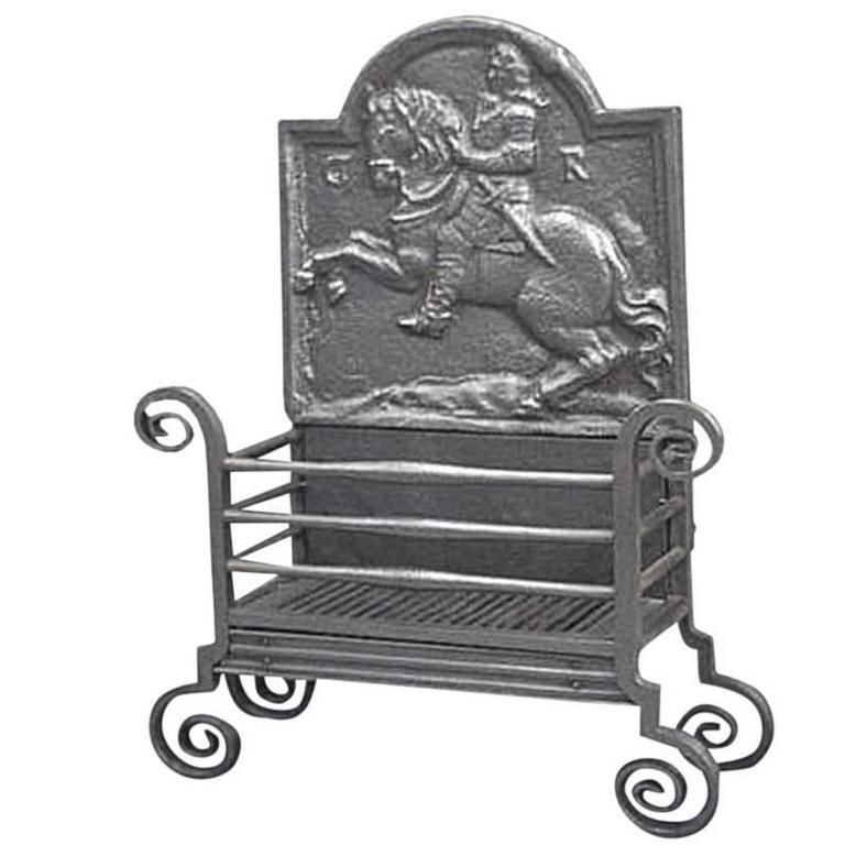 Antique Edwardian Cast Iron Dog Grate By Thomas Elsley