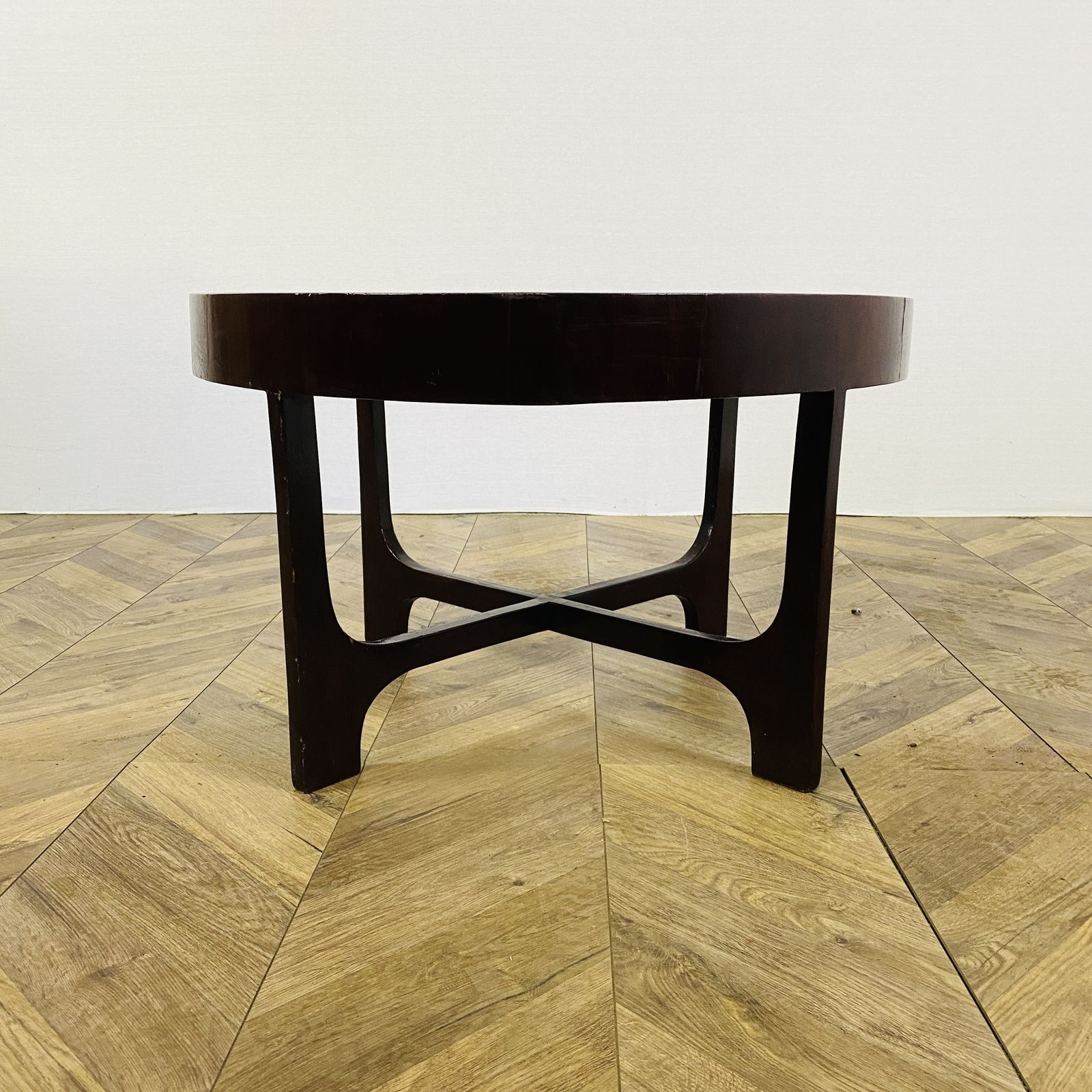 photo furniture Vintage Dark Wood + Smoked Glass Coffee Table, C1960s