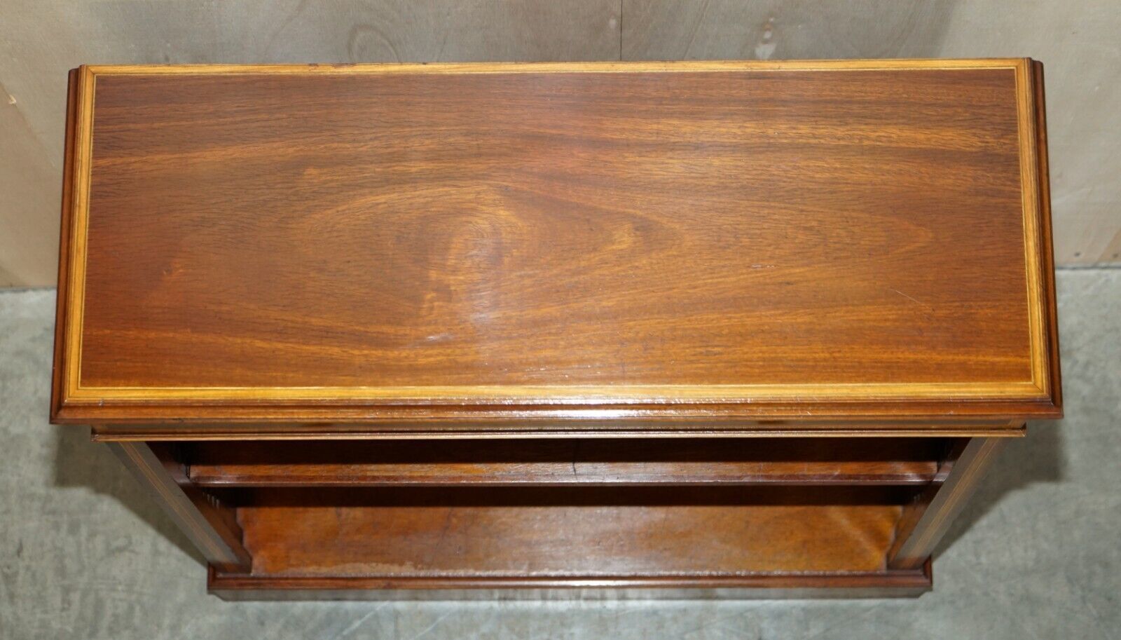 Brights Of Nettlebed Sheraton Burr Elm Walnut Inlay Dwarf Library Open Bookcase photo buy
