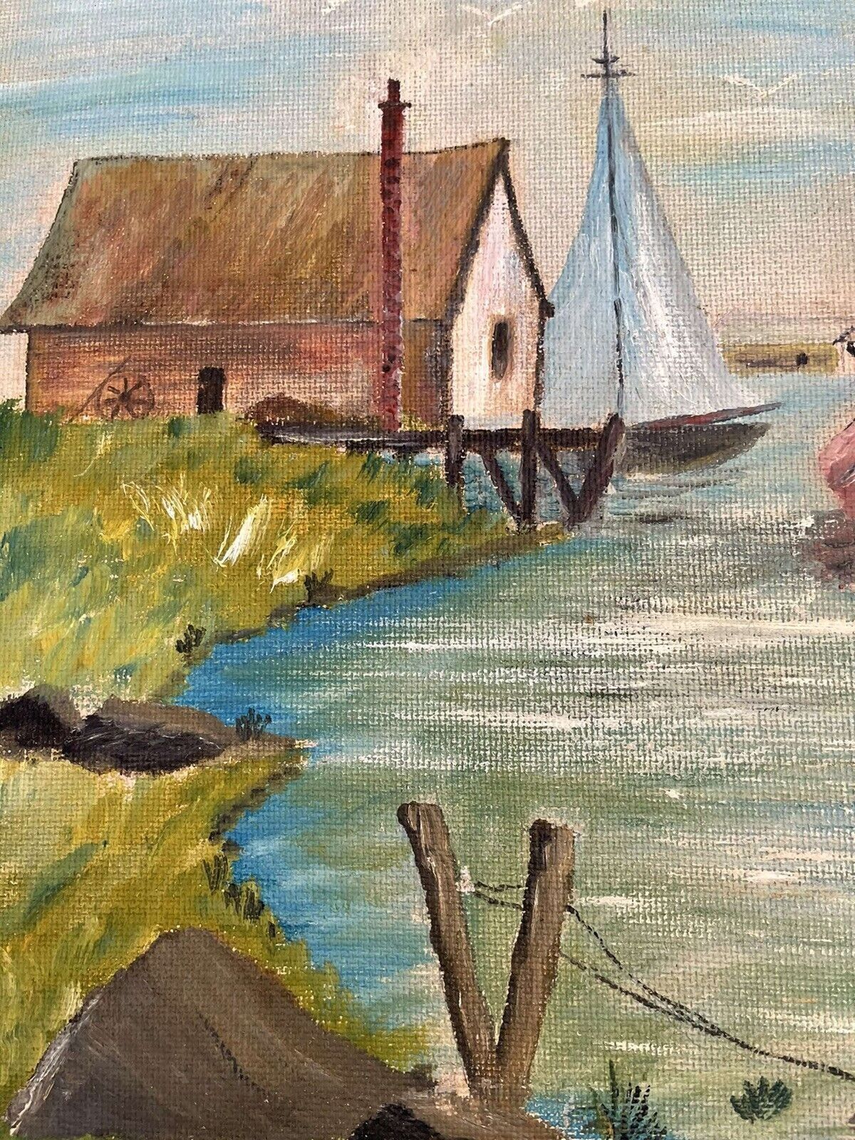 Original Oil Painting By Finbarr Lynch 1969 Scandinavian Coast photo vintage