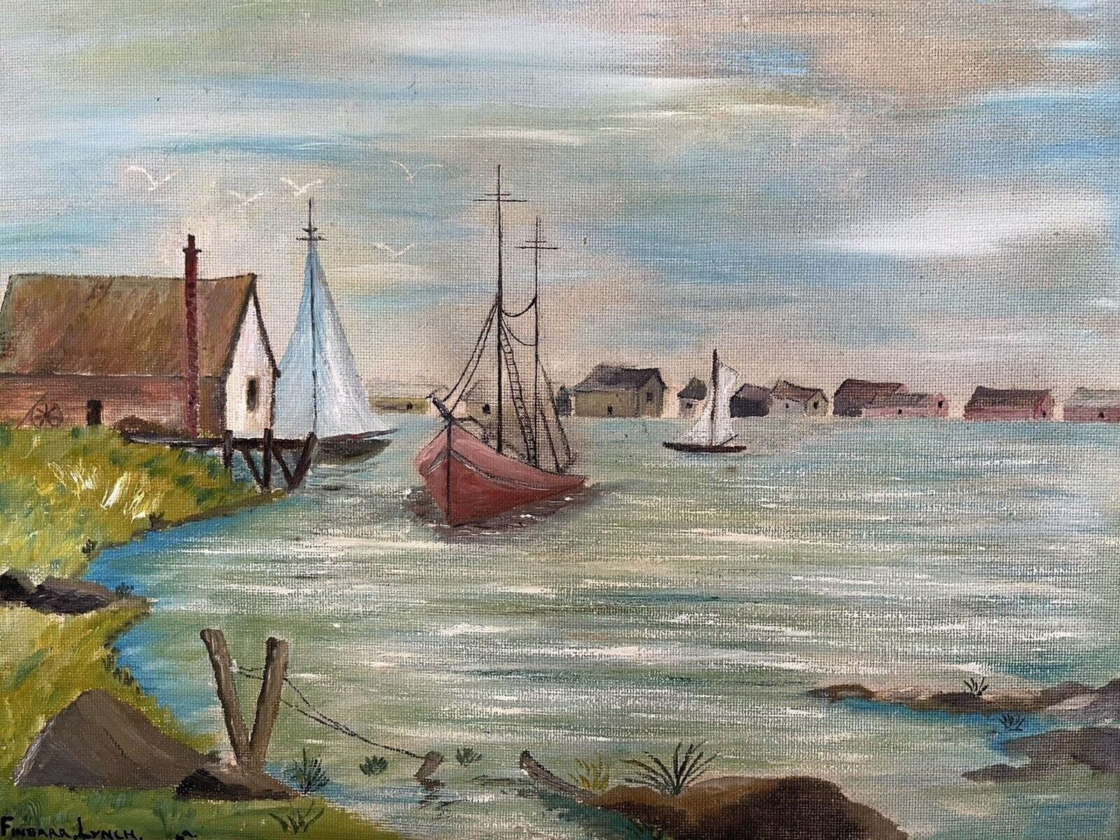 photo furniture Original Oil Painting By Finbarr Lynch 1969 Scandinavian Coast