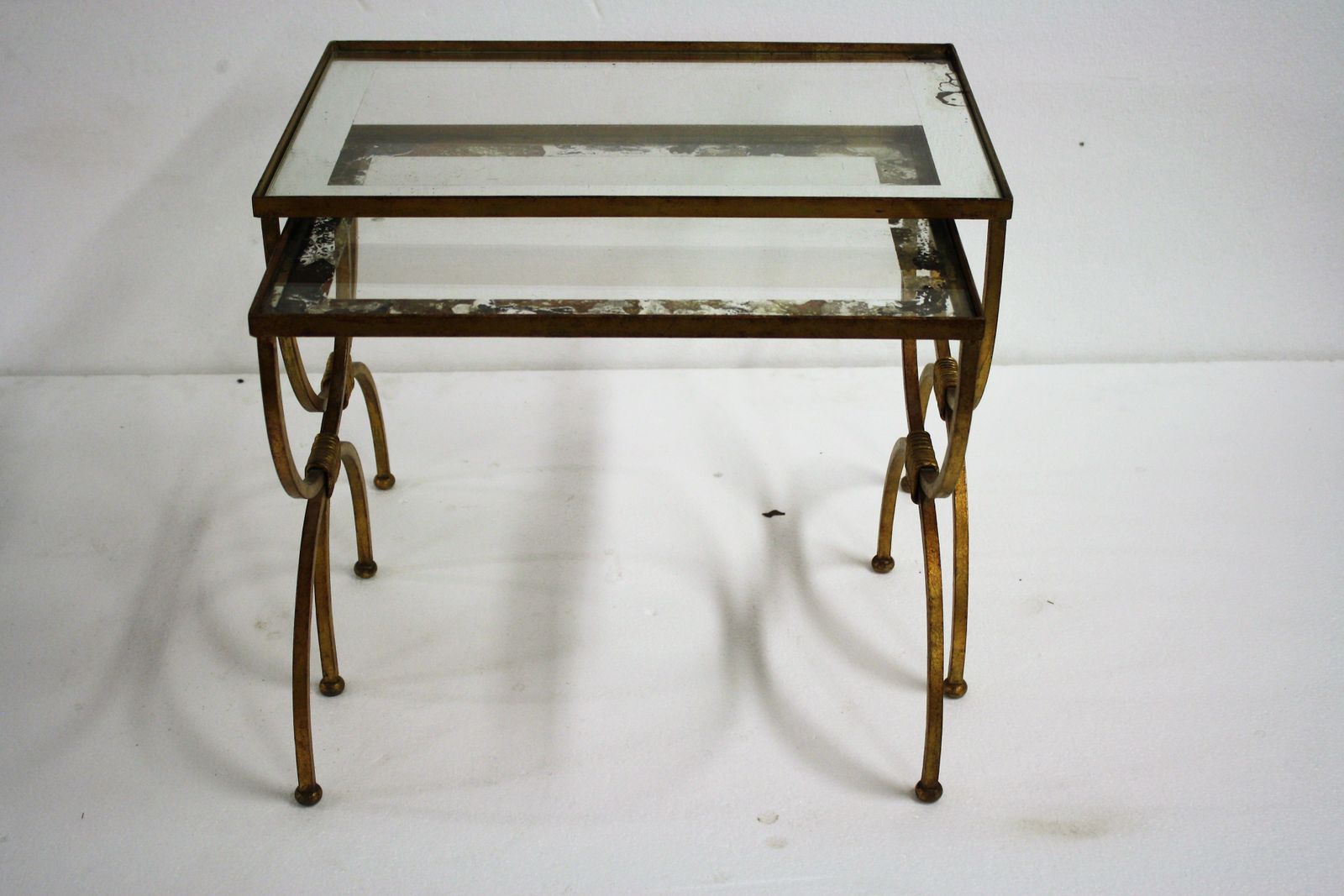photo furniture Set Of Gilt Metal Neoclassical Nesting Tables 1960s