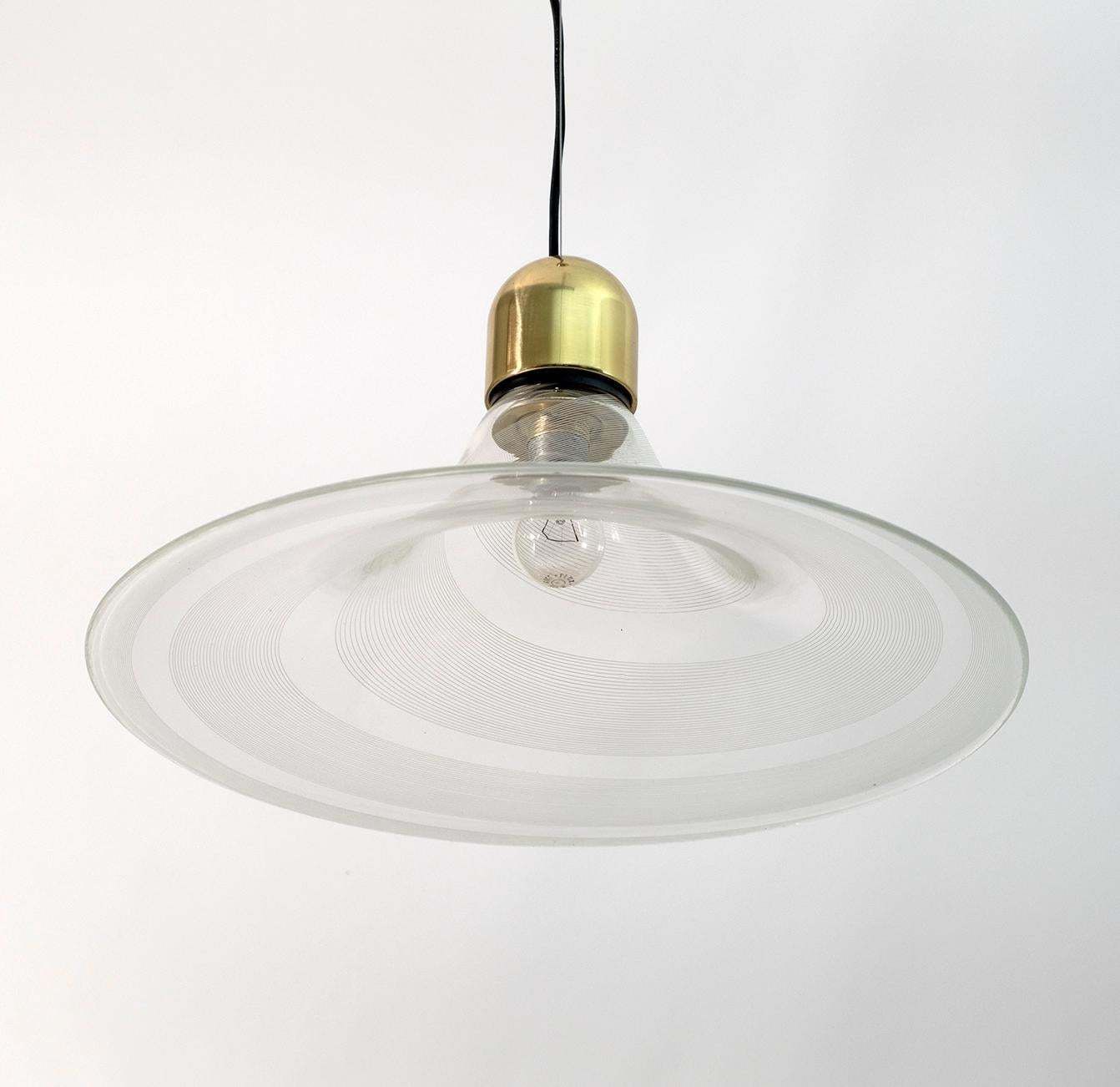 Mid Century Modern Italian Murano Spiral Glass Pendant Lamp, 1970s photo for sale