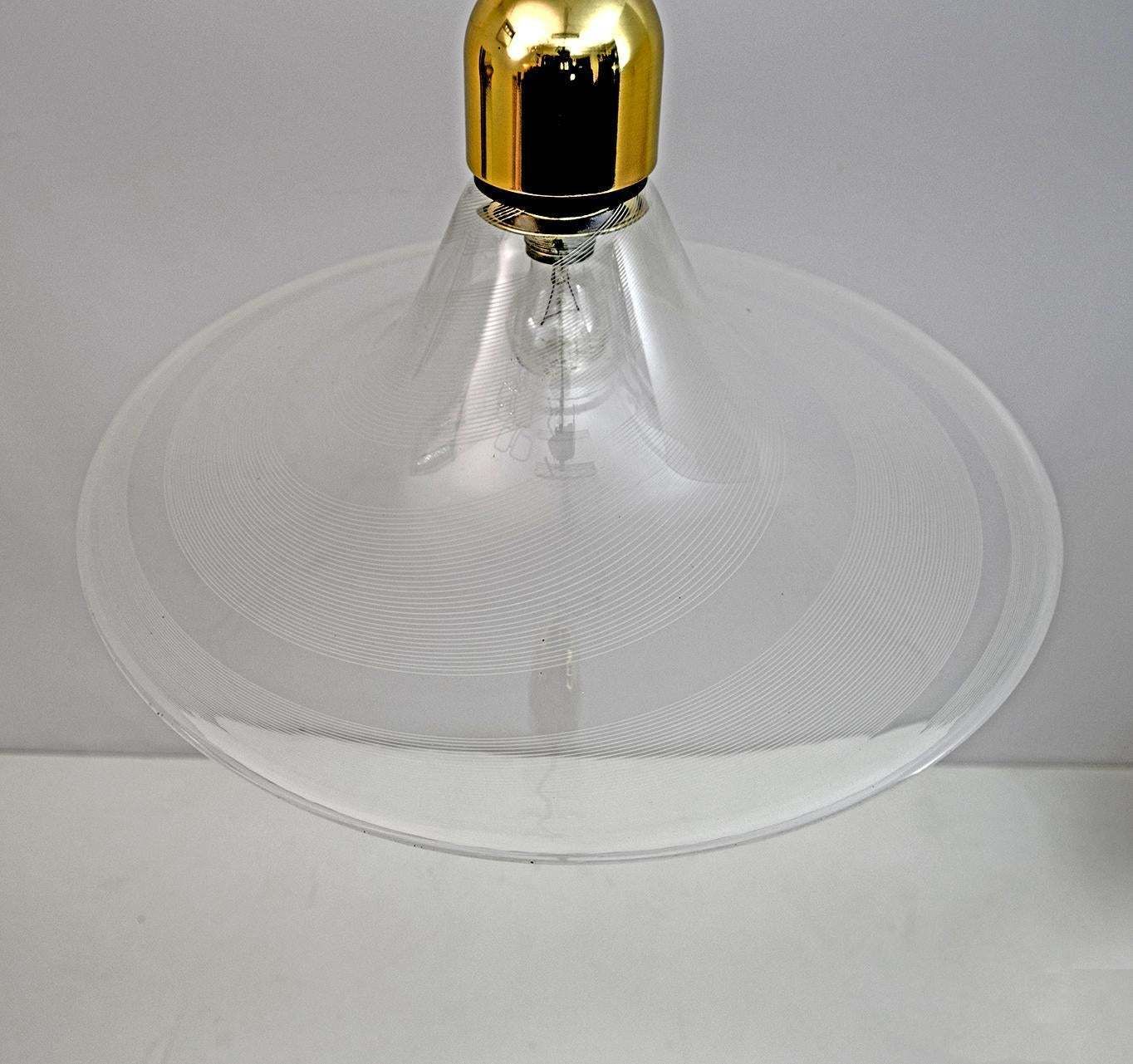 Mid Century Modern Italian Murano Spiral Glass Pendant Lamp, 1970s photo buy