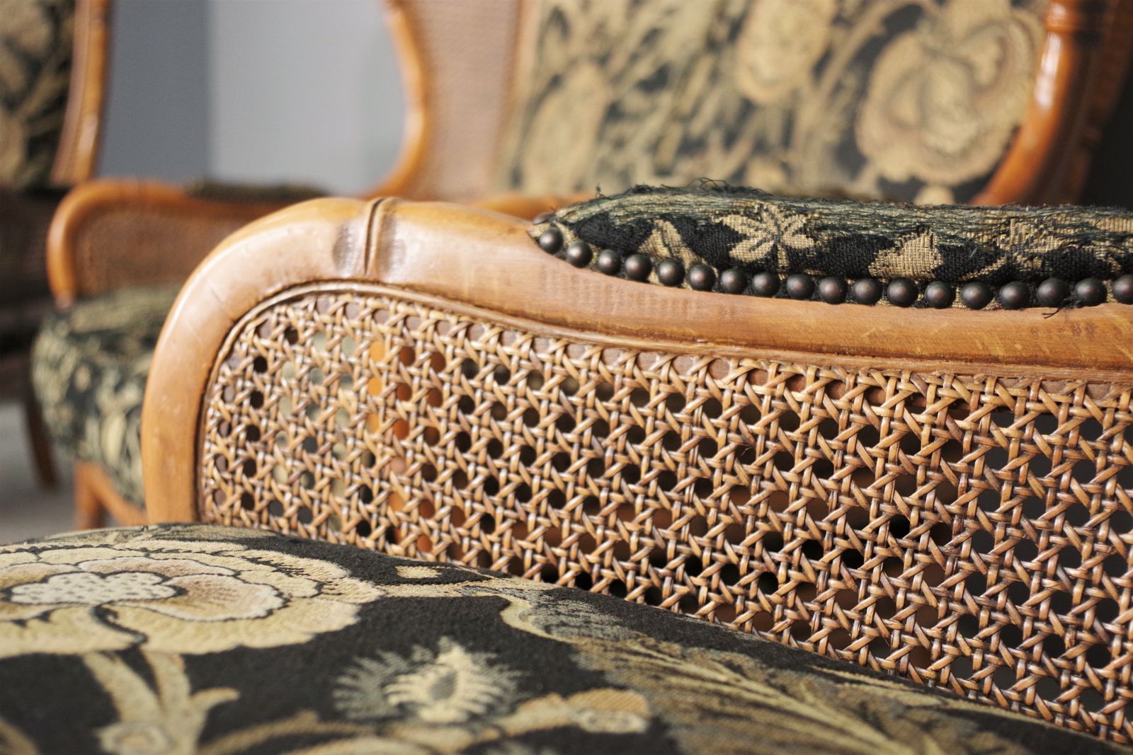 Sofa And 2 Armchairs Set In Bamboo And Wicker From The 1980s photo vinterior