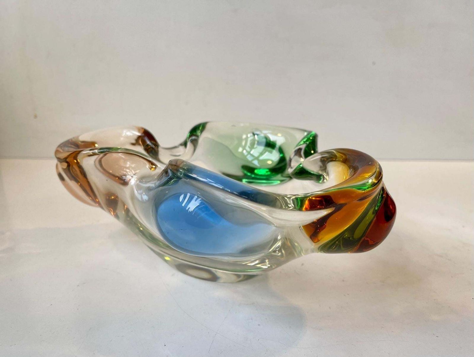 Frantisek Zemek Rainbow Art Glass Dish For Mstisov, Czech 1960s photo for sale