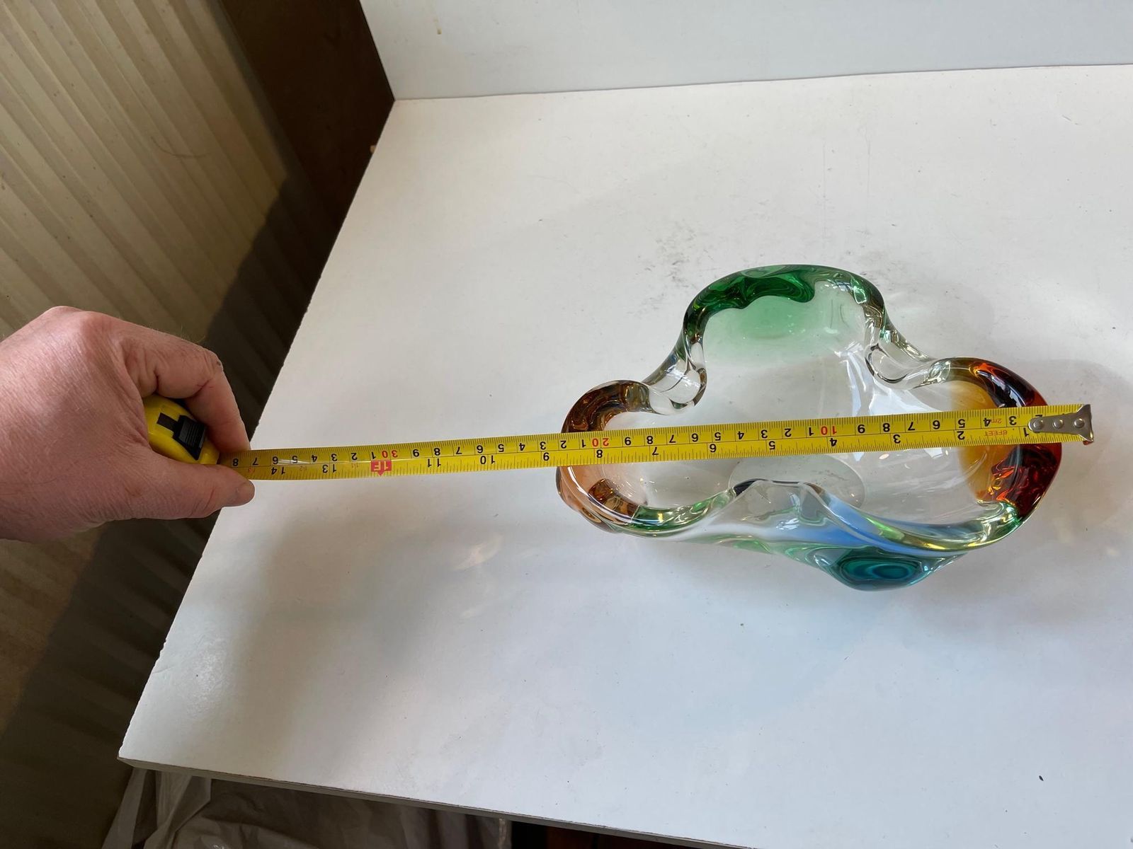 Frantisek Zemek Rainbow Art Glass Dish For Mstisov, Czech 1960s photo buy