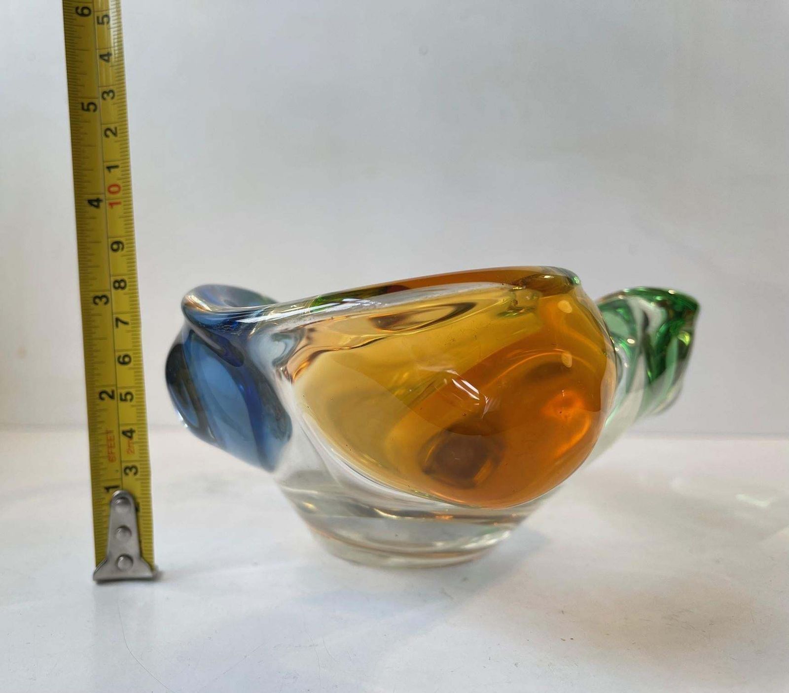 photo furniture Frantisek Zemek Rainbow Art Glass Dish For Mstisov, Czech 1960s