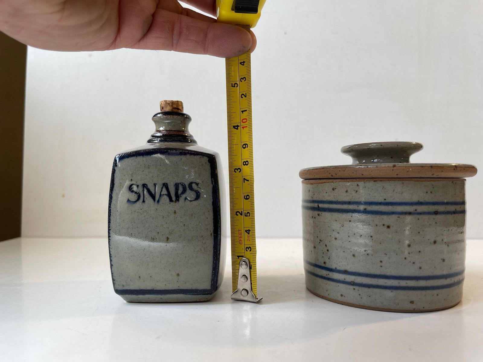 Knabstrup Lidded Jar & Decanter In Glazed Stoneware, Danish, 1970s photo vinterior