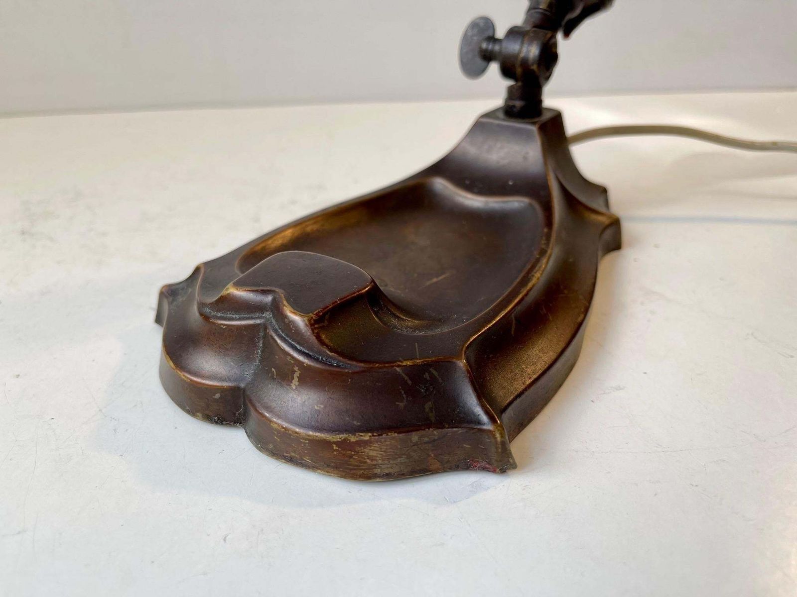 Antique Piano Or Table Lamp In Bronze & Blue Glass, 1920s photo buy