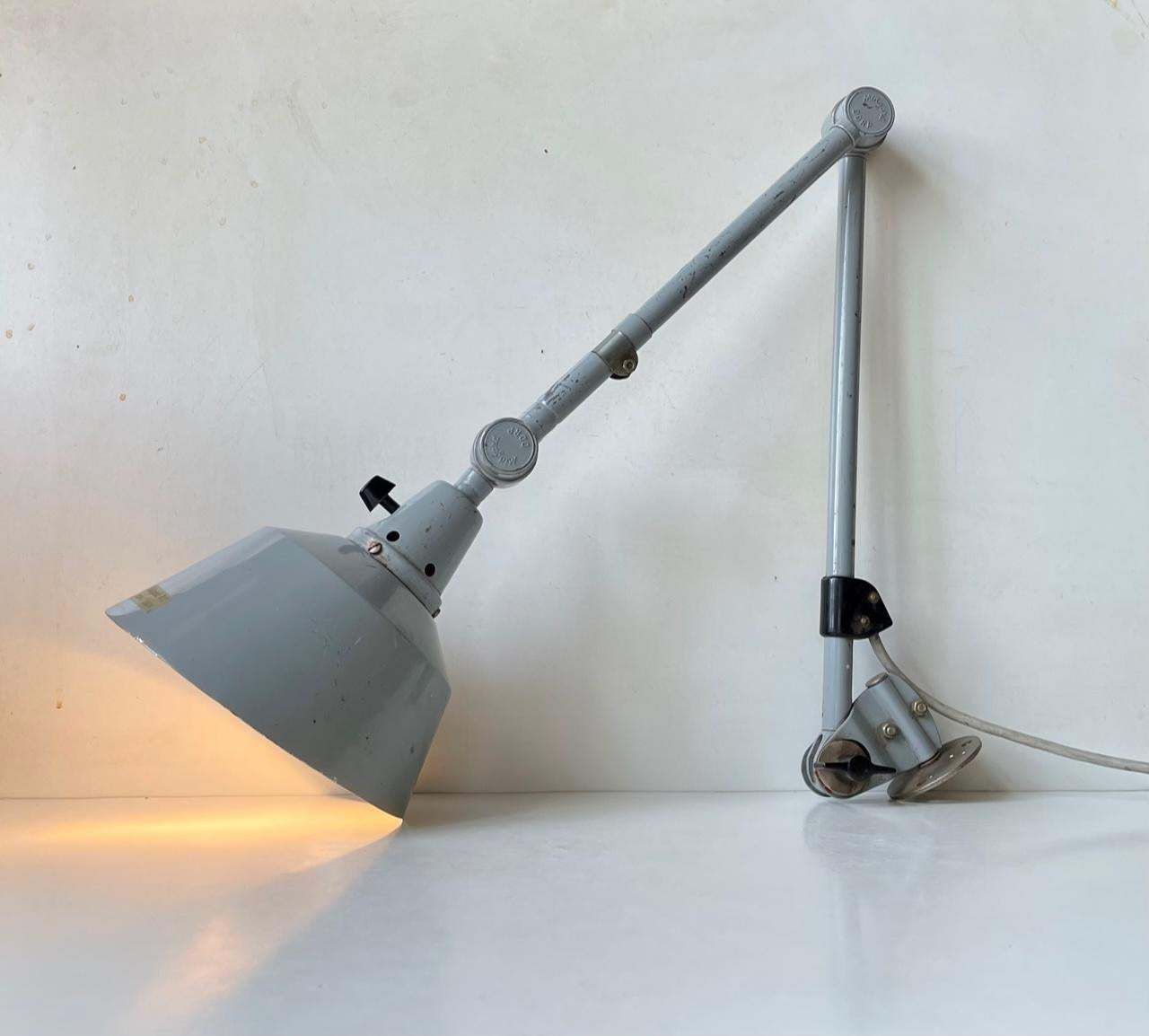 Articulated Grey Industrial Wall Sconce By Curt Fischer For Midgard, 1930s photo for sale