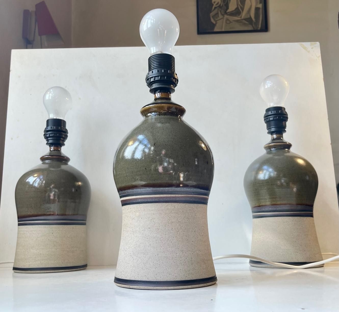 Vintage Scandinavian Table Lamps Glazed With Stripes, Set Of 3 photo buy
