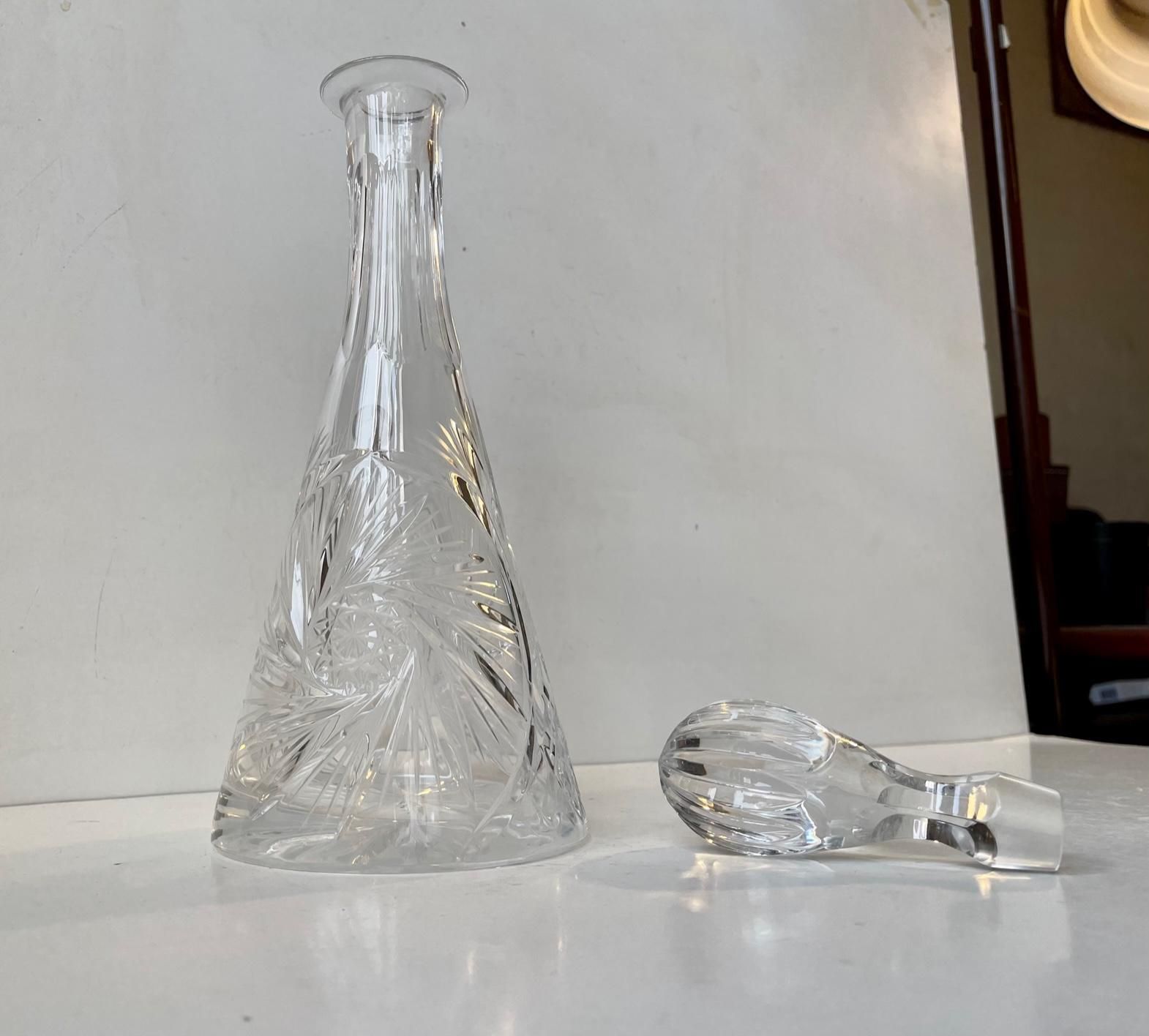Bohemian Conical Cut Crystal Decanter For Wine, 1960s photo furniture