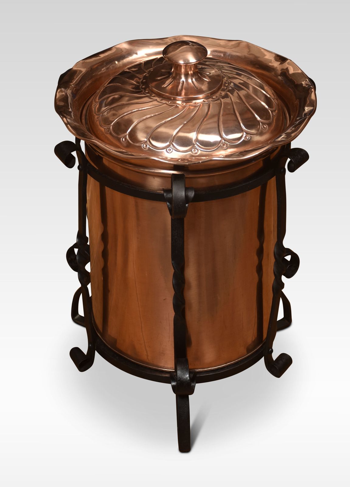 Arts And Crafts Circular Copper Coal Bucket