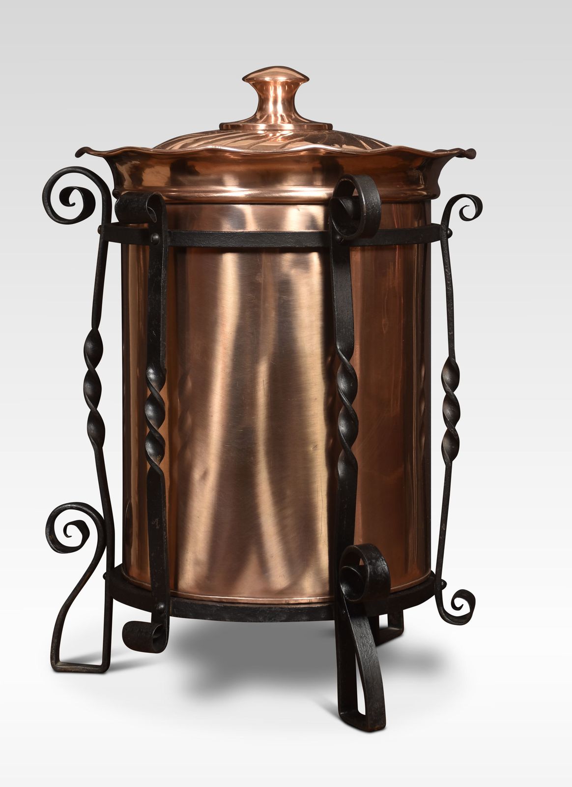 Arts And Crafts Circular Copper Coal Bucket photo for sale