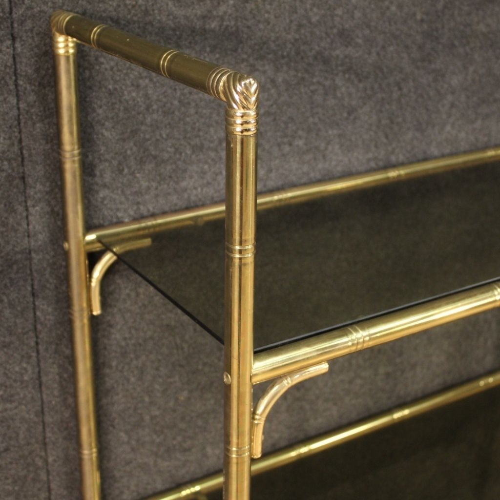 Italian Bookshelf In Golden Metal With Glass Shelves photo Furniture