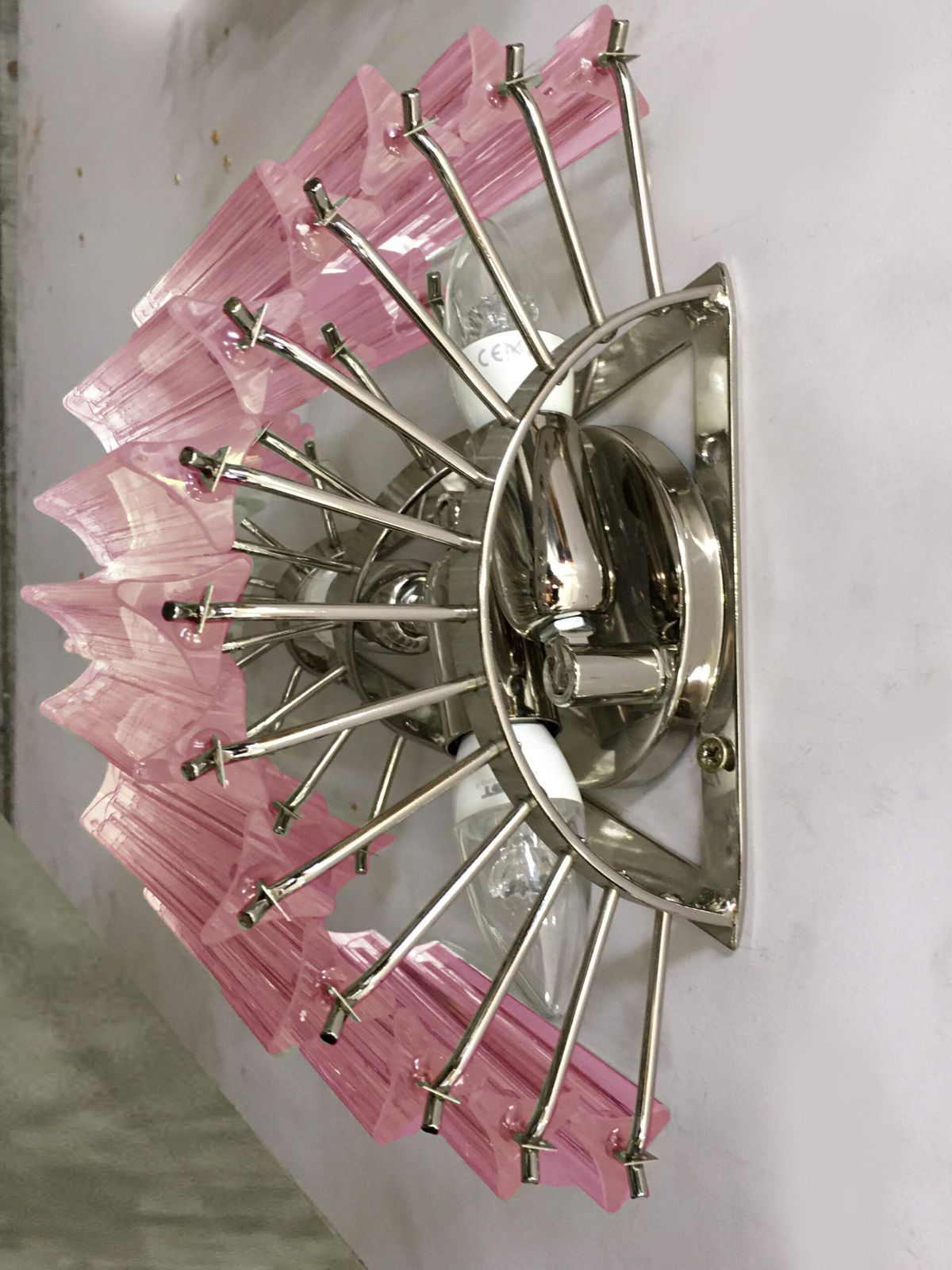 Pink "Triedro" Murano Glass Twister Wall Sconce photo Lighting