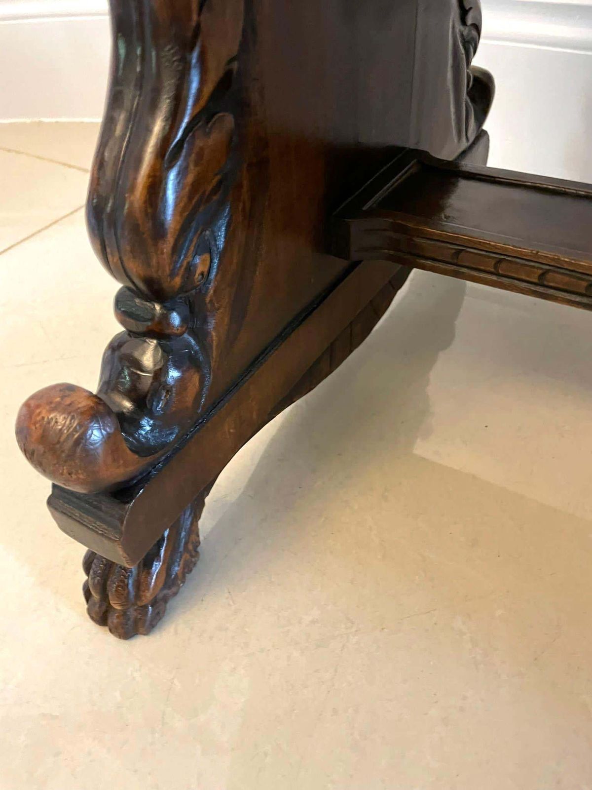 1585.0 Unusual Antique Quality Carved Walnut And Marble Top Italian Coffee Table photo