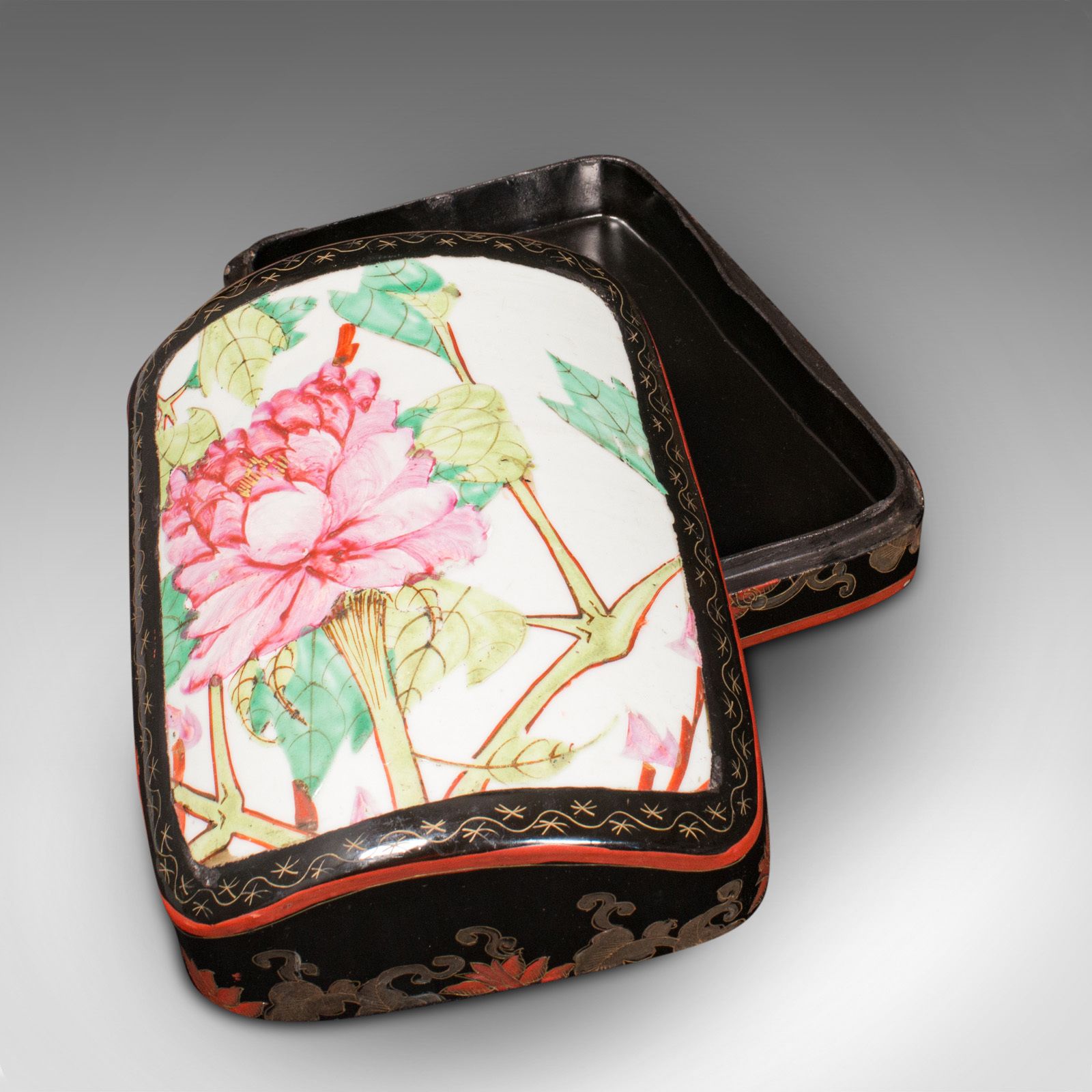 Vintage Dome Top Box, Japanned, Trinket, Jewellery Case photo furniture