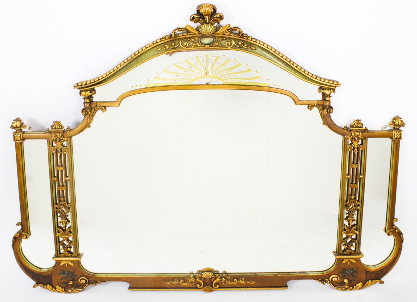 Large English Art Deco Overmantel Mirror C.1920 137x182cm