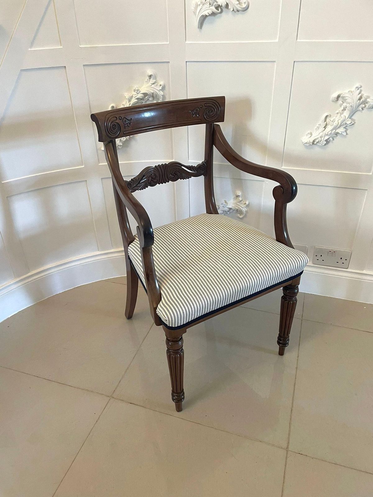 Antique Regency Quality Carved Mahogany Desk Chair