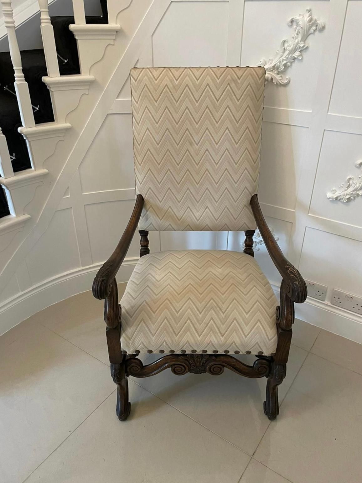 Antique Victorian Quality Carved Oak Armchair photo furniture