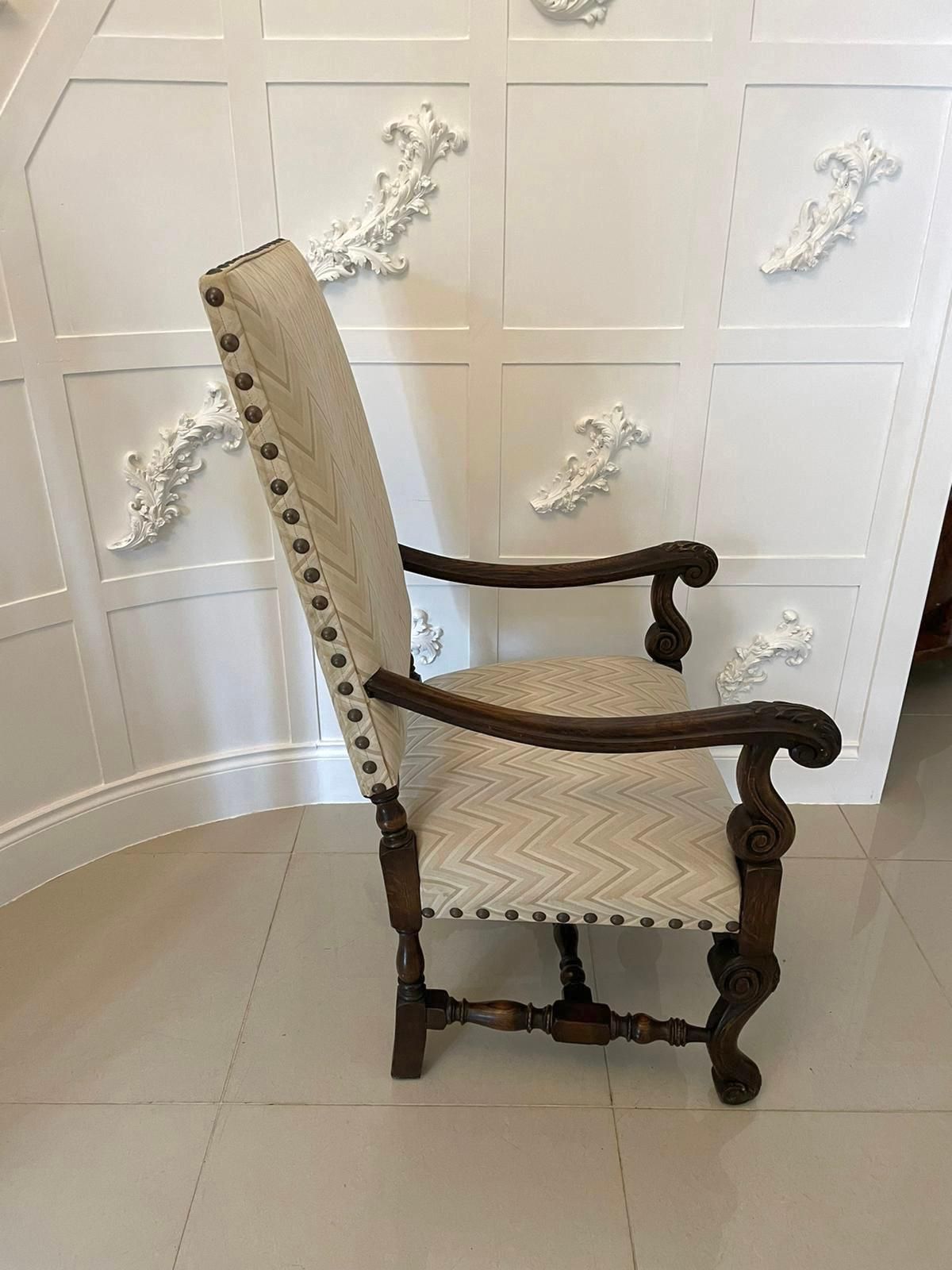 Antique Victorian Quality Carved Oak Armchair photo Furniture