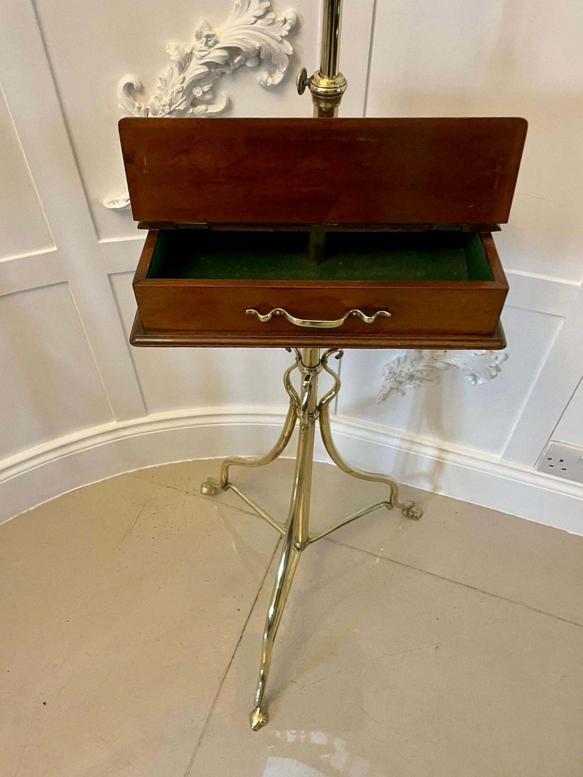 Unusual Antique Victorian Quality Mahogany And Brass Adjustable Mirror On Stand photo vintage