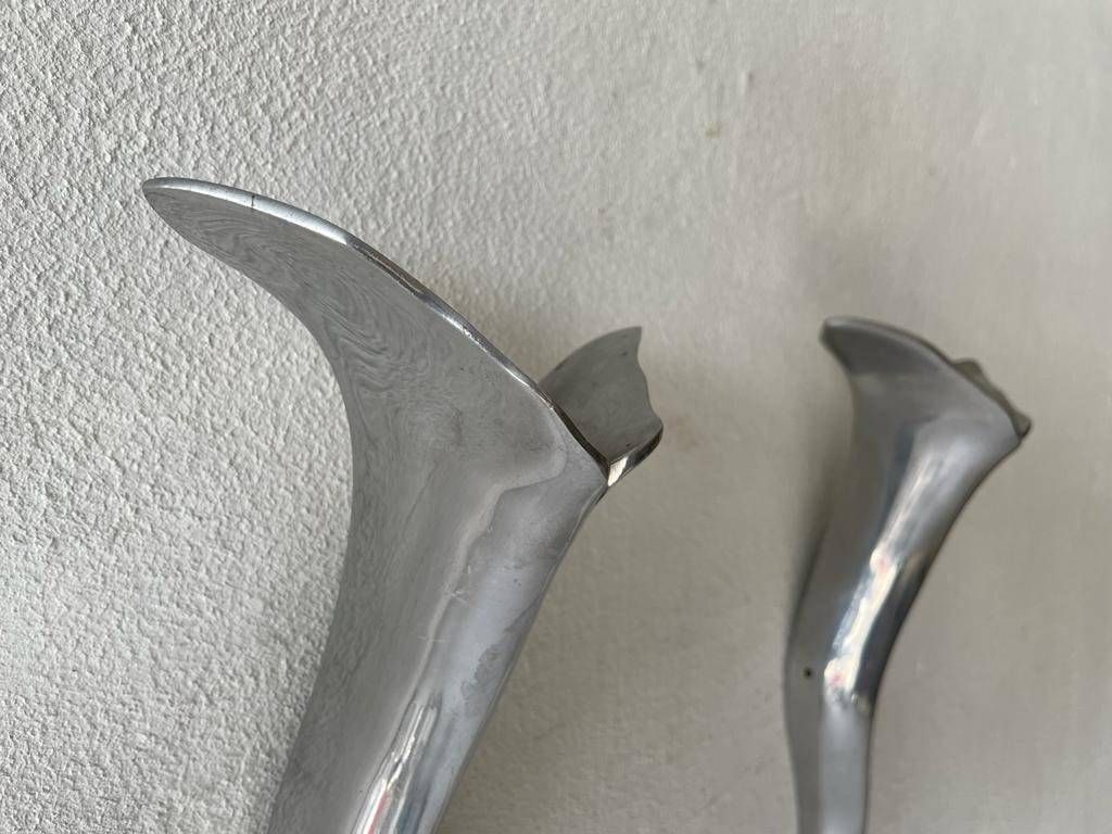 Extraordinary Aluminum Pair Of Sconces By Maison Lucien Gau, 1970s, Paris, France photo buy