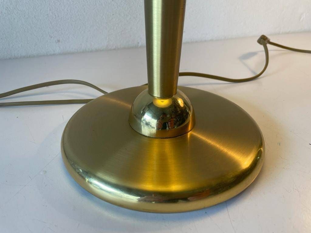 Fabric Shade & Brass Atomic Body Elegant Pair Of Table Lamps, 1980s, Germany photo buy