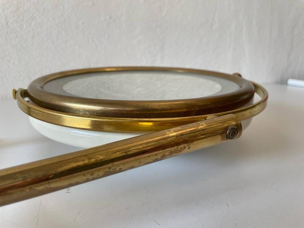 Mid Century Modern Brass   White Metal Body Closer View Excellent Adjustable Mirror, 1960s, Germany photo 1052.76