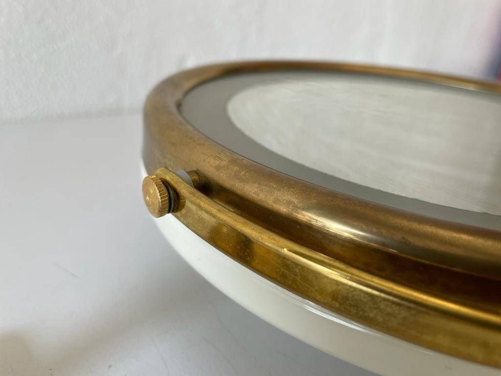 Mid Century Modern Brass   White Metal Body Closer View Excellent Adjustable Mirror, 1960s, Germany photo vinterior