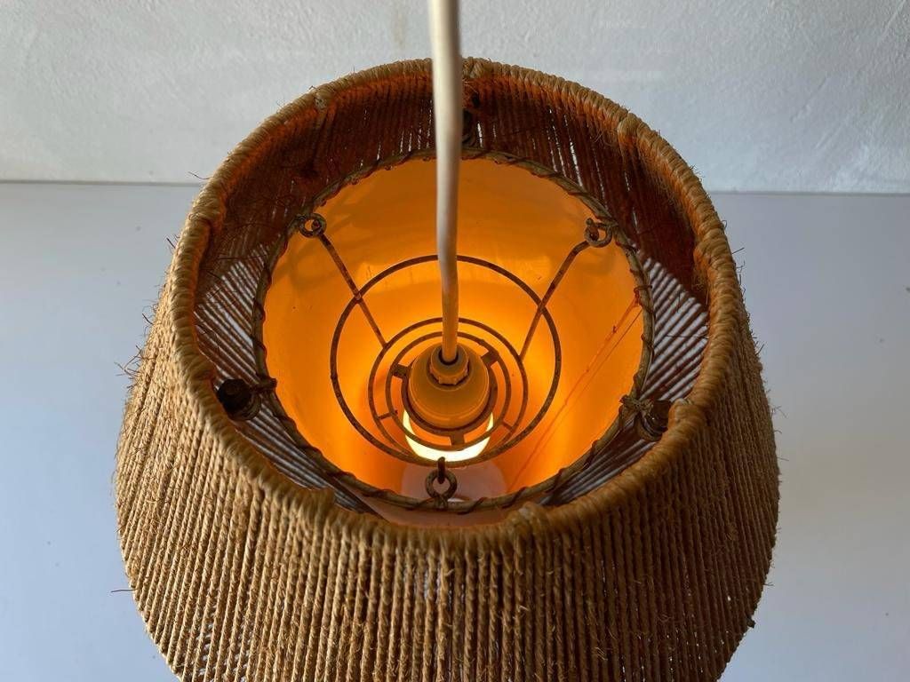 photo for sale Raffia Bast And Teak Large Pendant Lamp By Ib Fabiansen For Fog & Mørup, 1960s, Denmark