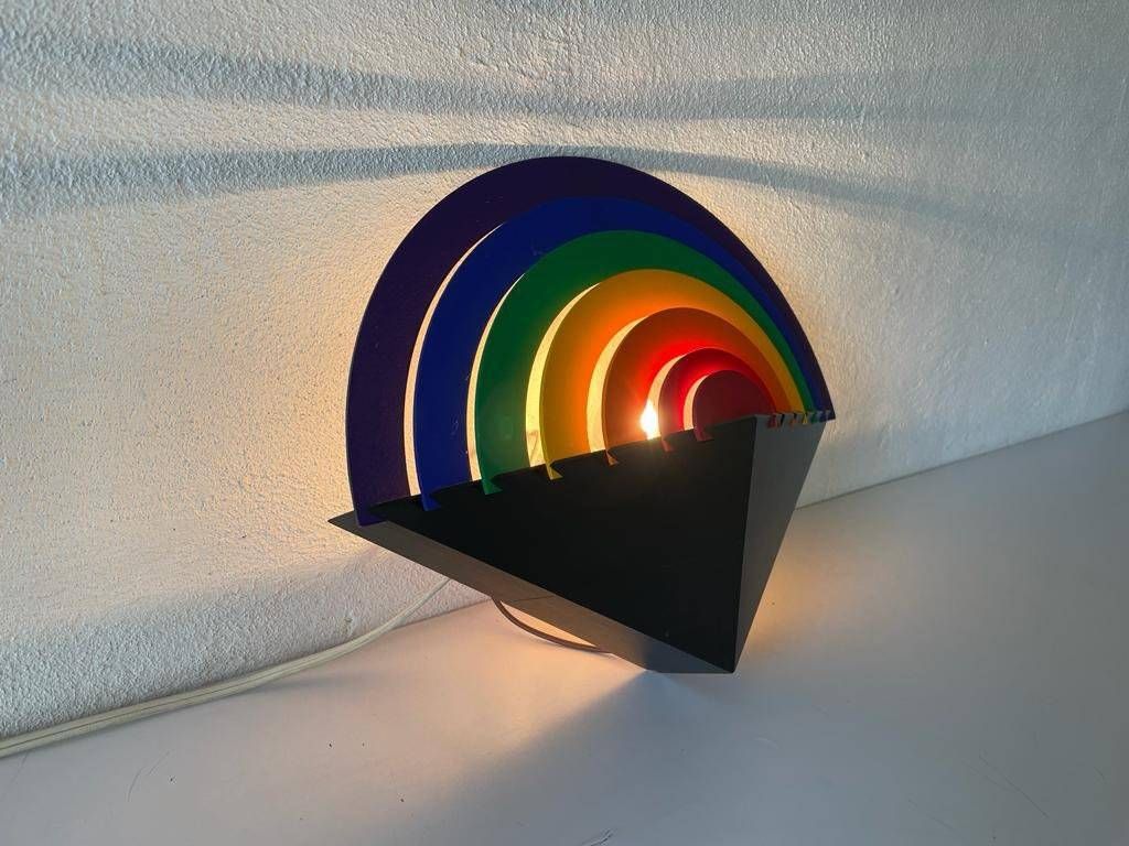 Rainbow Design Wood Night Lamp By Kiener Zürich, In Style Of Memphis Group, 1980s, Switzerland photo buy