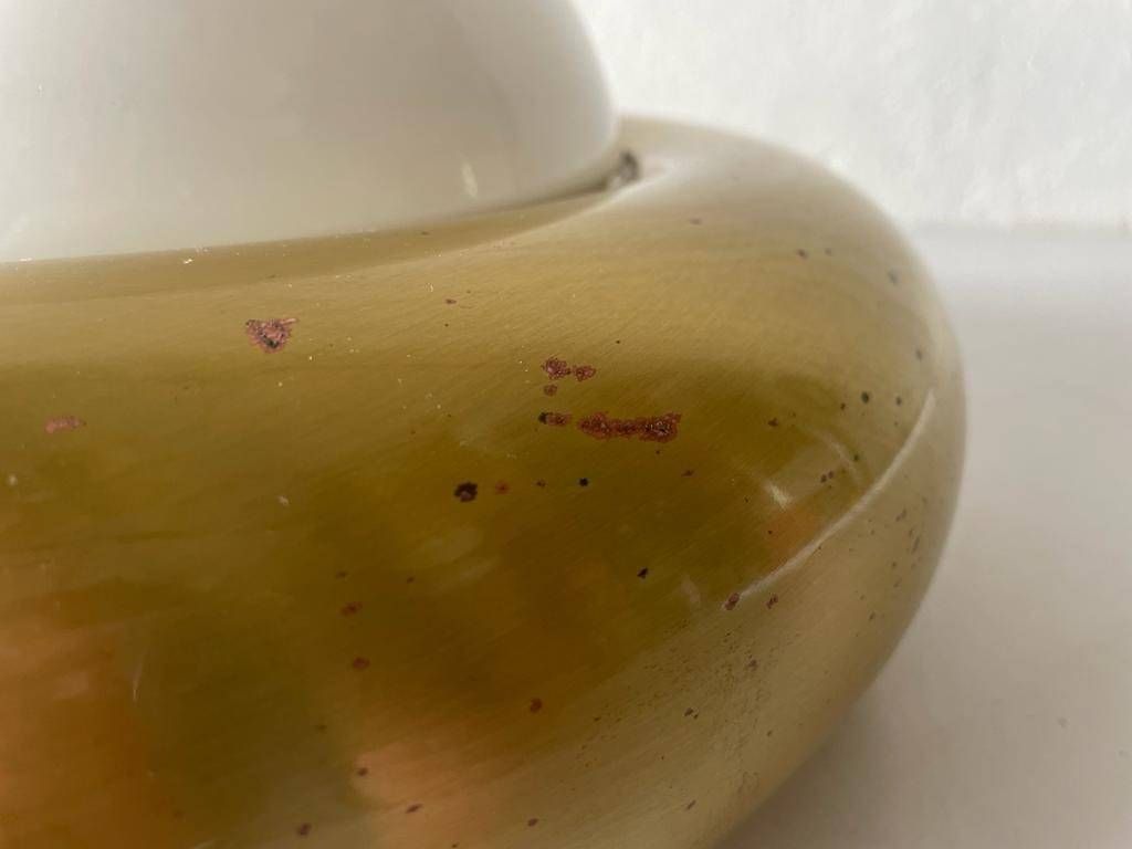 Opal Glass & Brass Ufo "Medium Size" Flush Mount Light Or Sconce By Valenti, 1970s, Italy photo buy