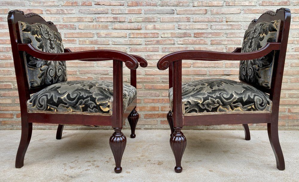 Mid Century Spanish Armchairs In Wood, Set Of 2 photo buy