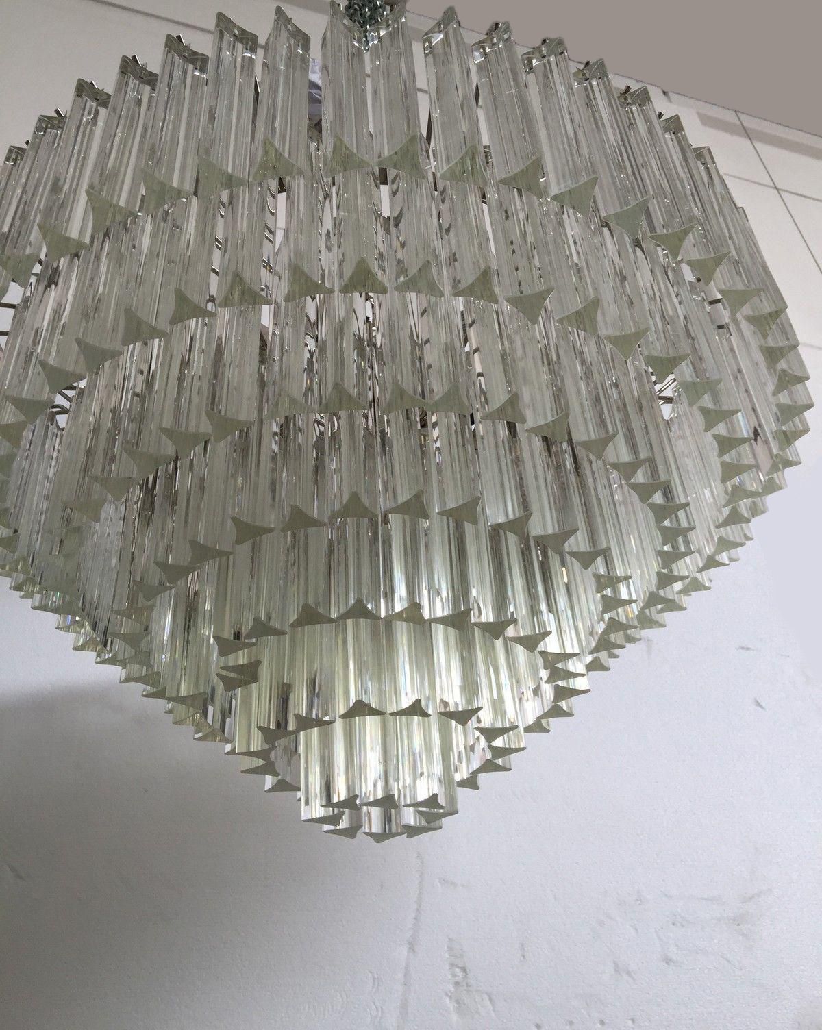 Contemporary Clear Triedro Murano Glass Chandelier photo for sale
