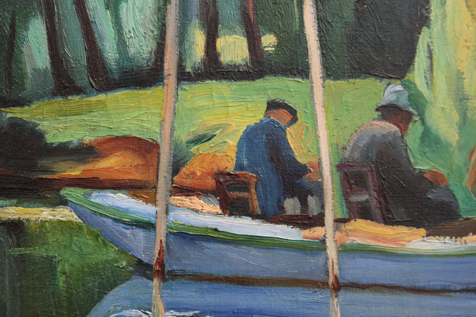 photo vintage Boats On A Pond' By Charles Kvapil (Circa 1930s)