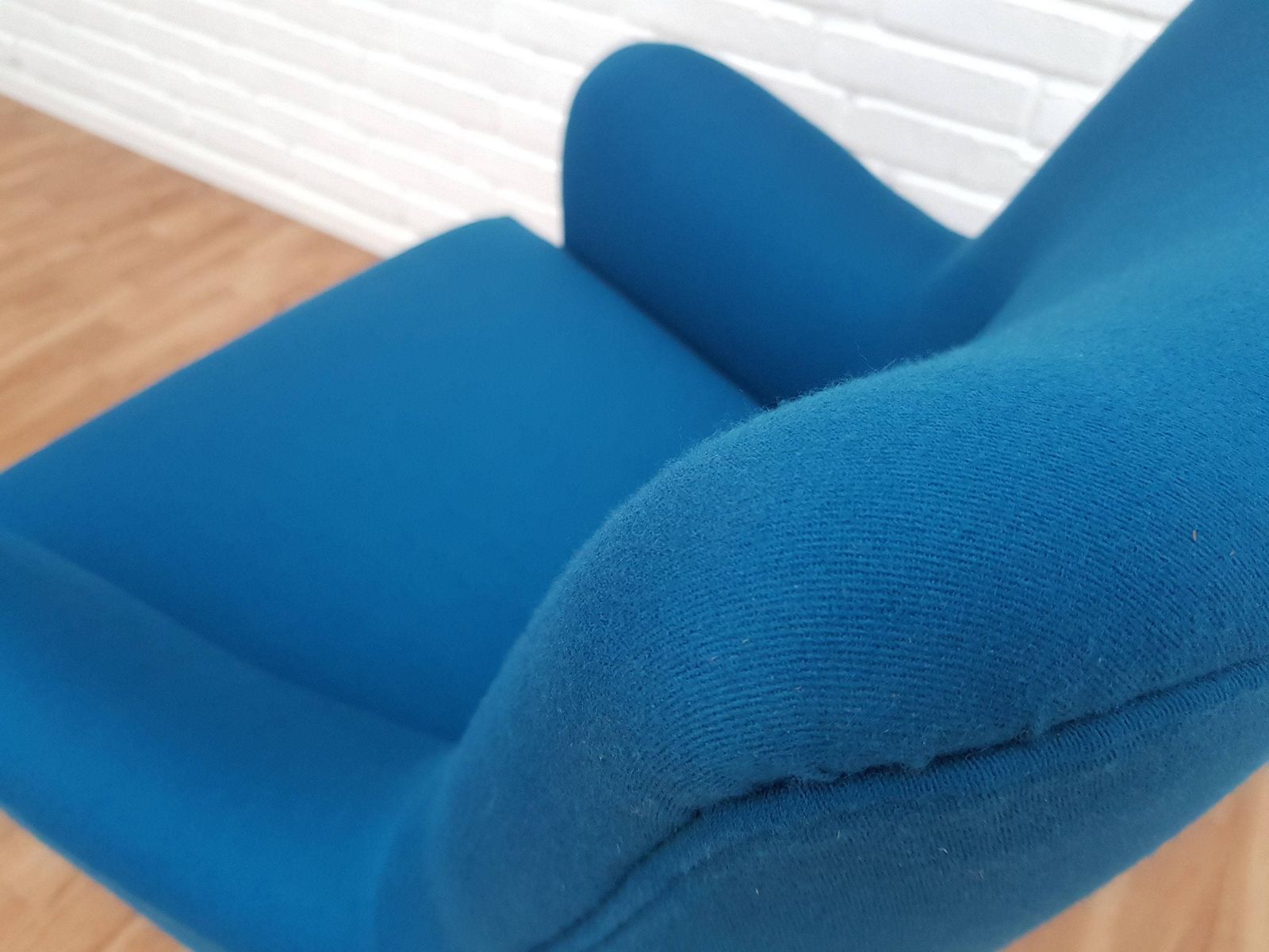 Danish Designed Armchair 70's, Wool, Beech, Completely Renovated Reupholstered photo Furniture