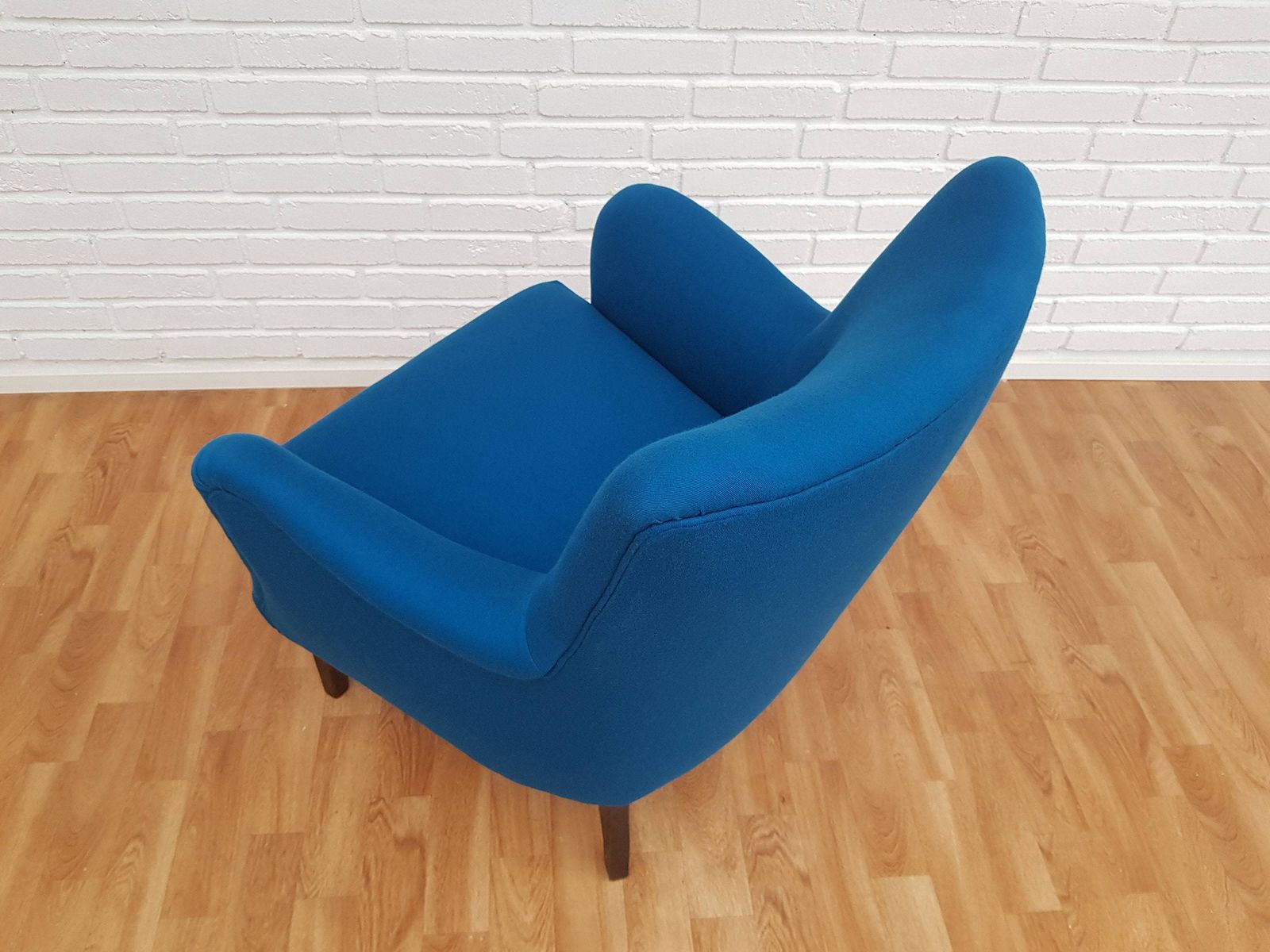 Danish Designed Armchair 70's, Wool, Beech, Completely Renovated Reupholstered photo 608.4