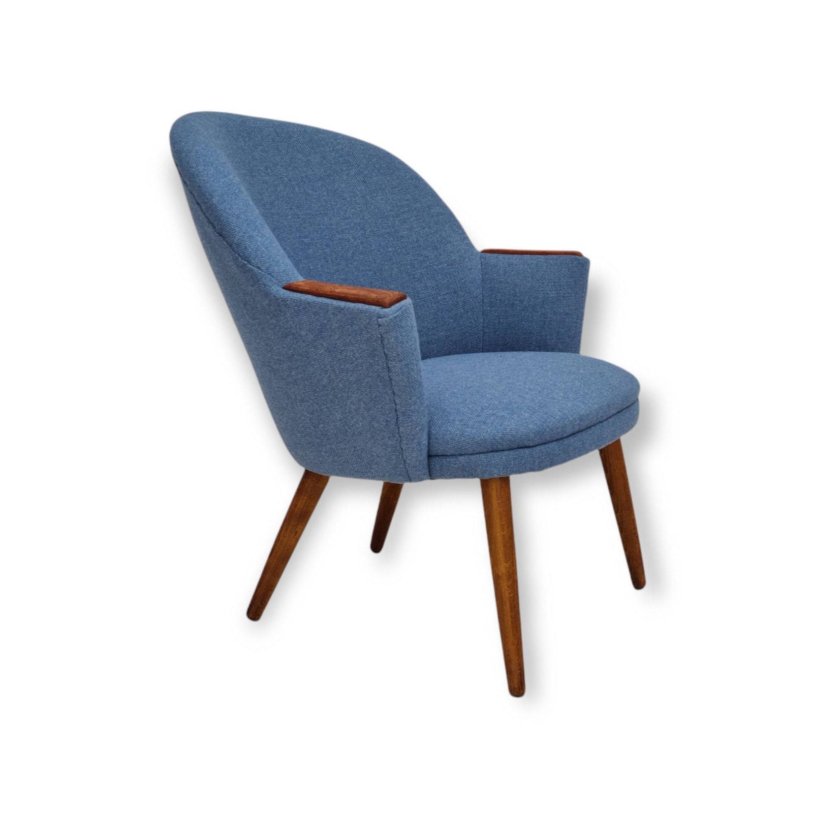 1960s, Danish Design, Completely Renovated Lounge Chair, Camira Furniture Wool Fabric, Teak