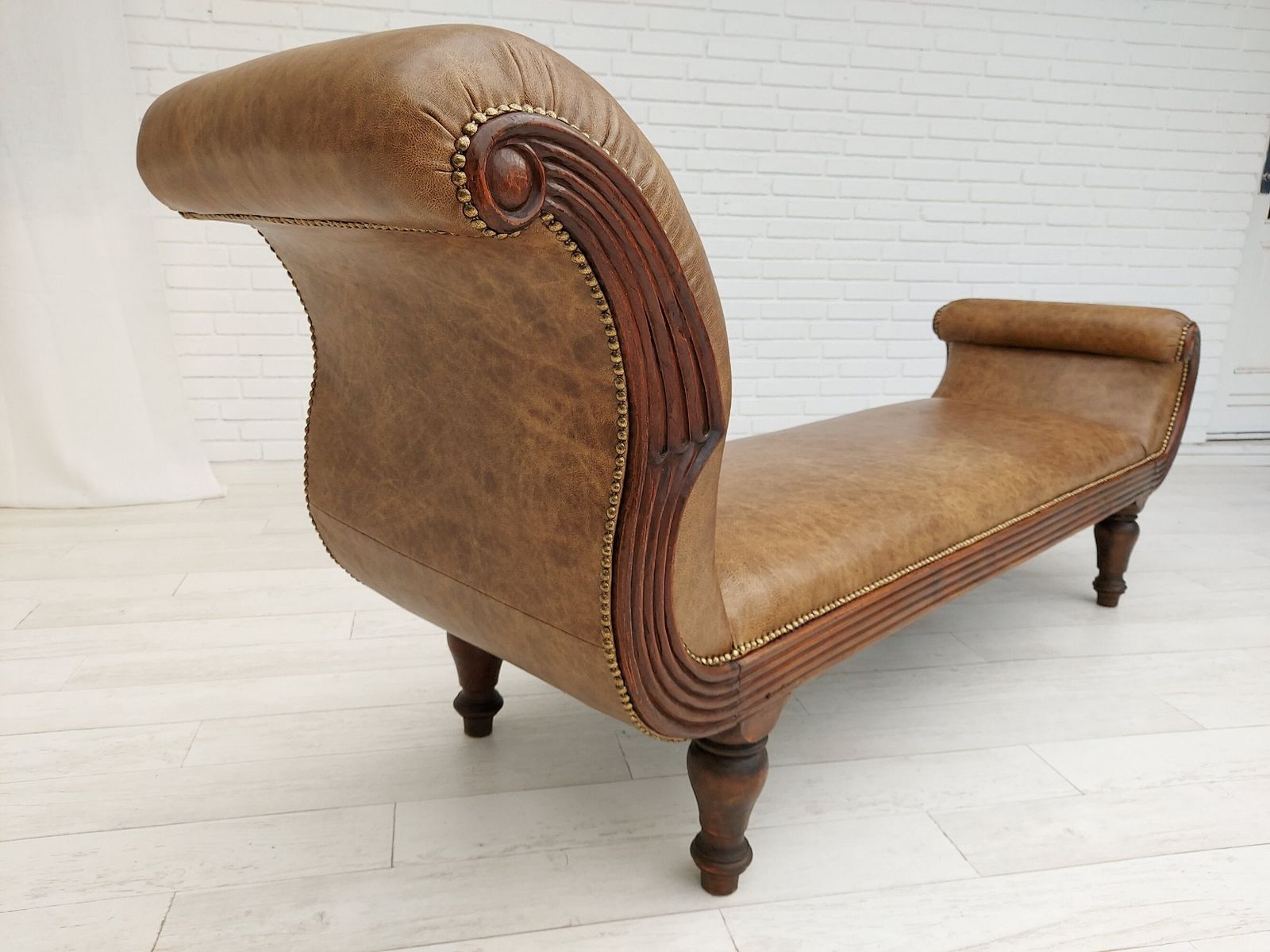 Deense Antieke Chaise Longue / Daybed, Begin 20e Eeuw, Opgeknapt photo vintage