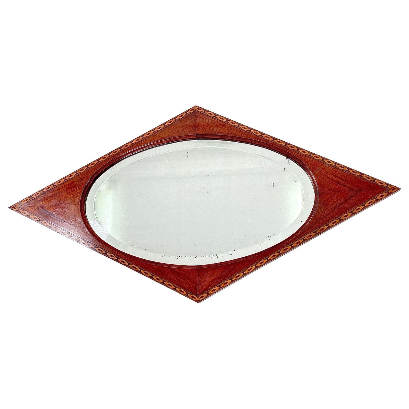 French Art Deco Mirror With Marquetry And Beveled Glass 1930s