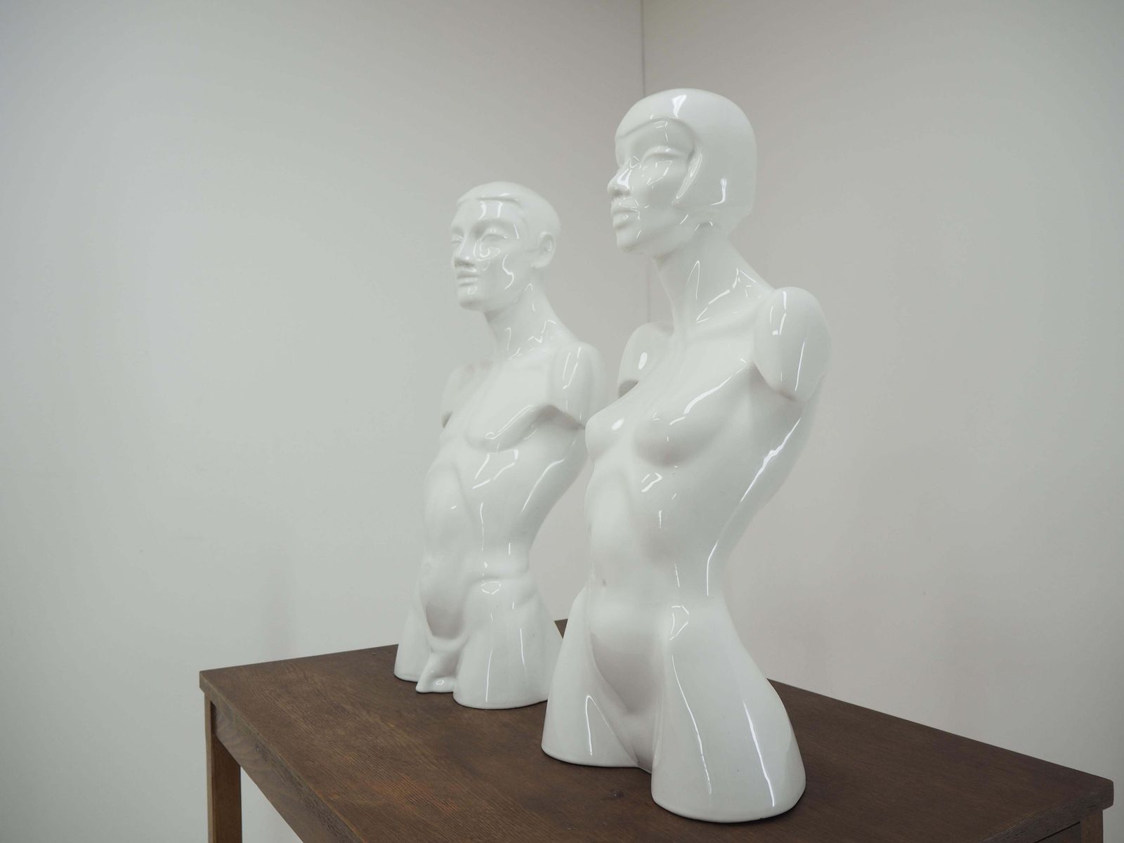 Vintage Man And Woman Porcelain Bust, Sculpture, Italy, 1980s photo furniture