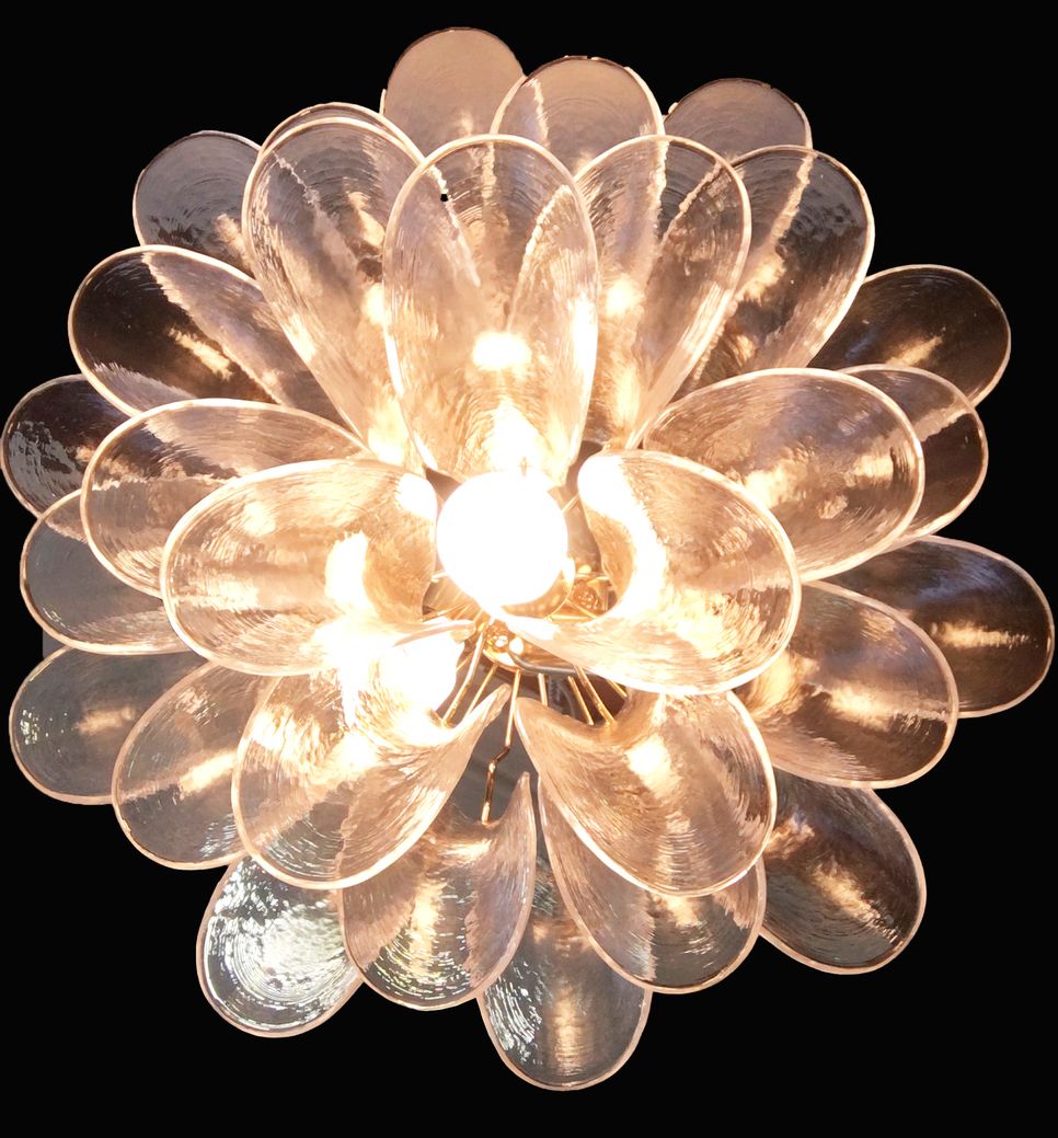Clear And Gold “Selle” Murano Glass Chandelier D50 photo Lighting