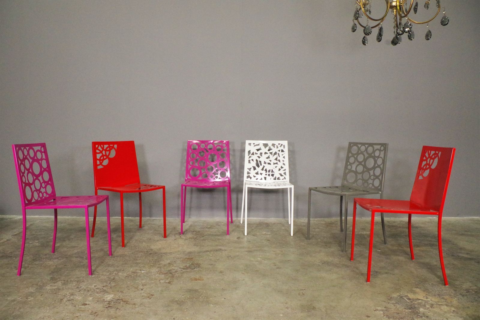 photo furniture Set Of Six Papeete Iron Chairs
