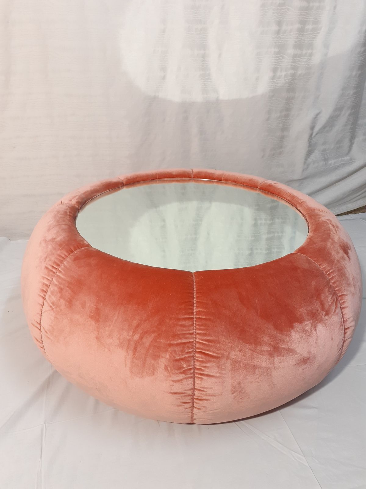 Pink Silk Velvet Pouff, Late 20th Century photo 4464.0