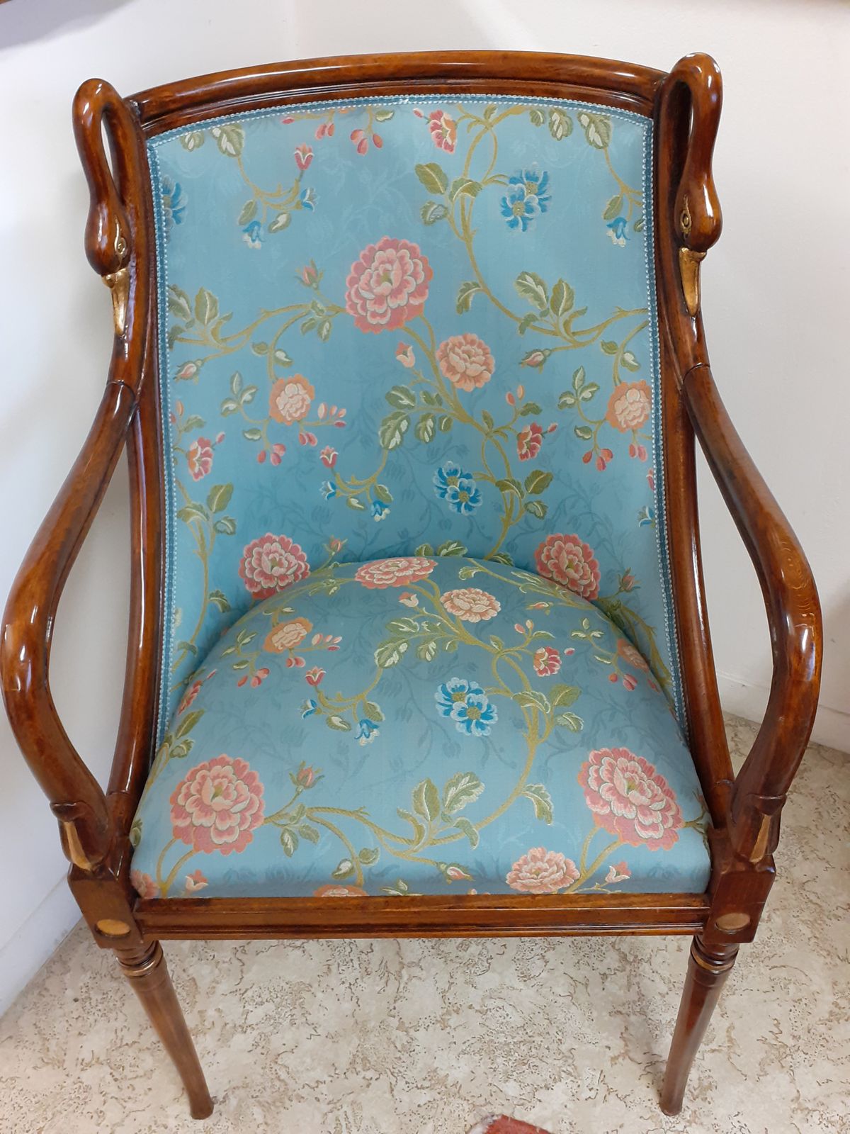 Beech Armchair With Hand Carved Swan photo furniture